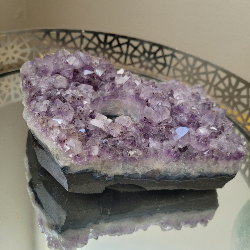 Amethyst Crystal Tealight Candle Holder Purple